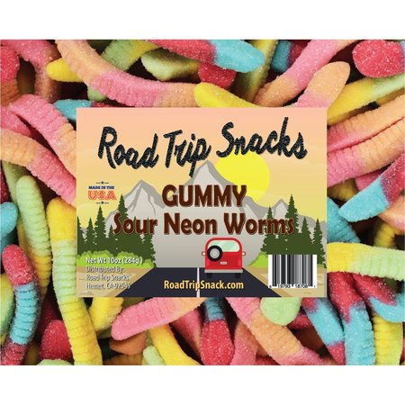 SMOKEHOUSE Gummy Sour Neon Worms Snack Items THS619793187081